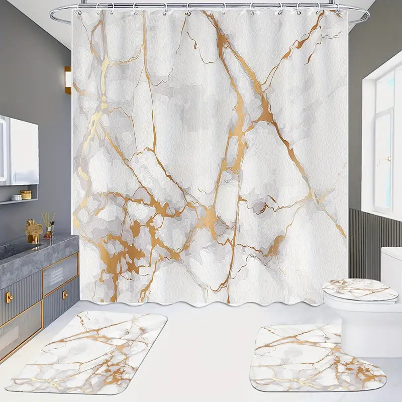 White Marble An Gold Bathroom set