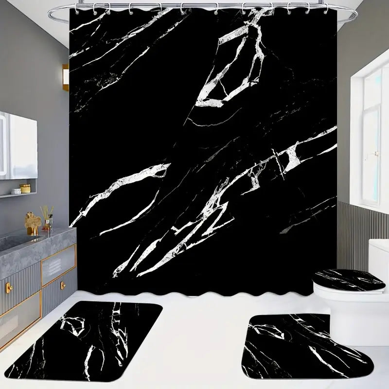 Black Abstract Stripe Bathroom Set