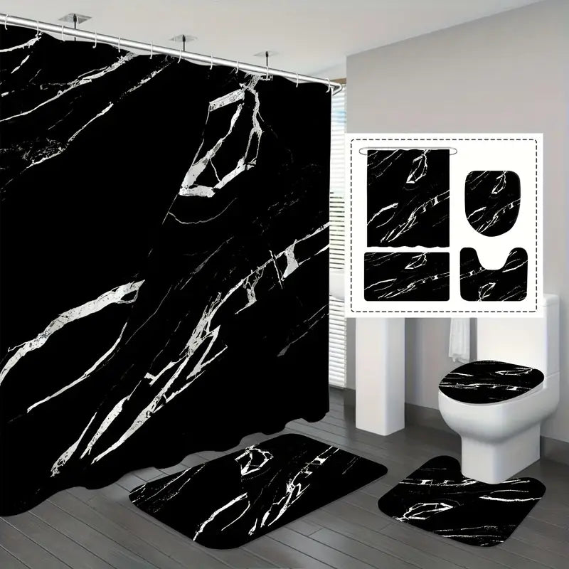 Black Abstract Stripe Bathroom Set