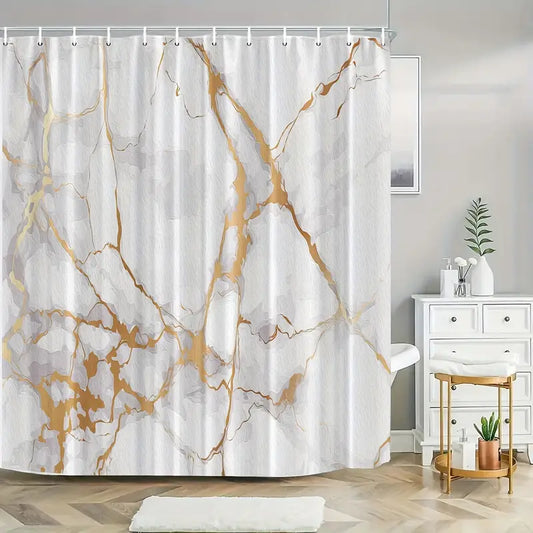 White Marble An Gold Bathroom set